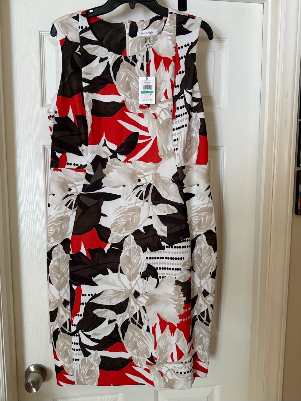 Calvin Klein Red, Black & Cream Floral Dress